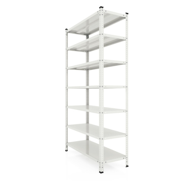 Стеллаж металлический 253х120х50 см БЕЛЫЙ 7 полок из металла РУНА для дома, кладовки, кухни -
                                                        Фото 4